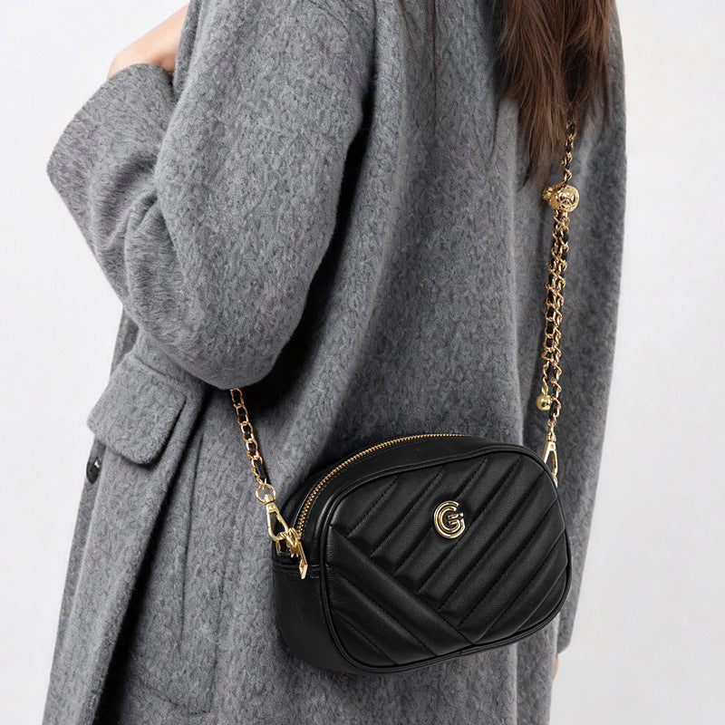 Genuine Leather Small Square Crossbody Bag