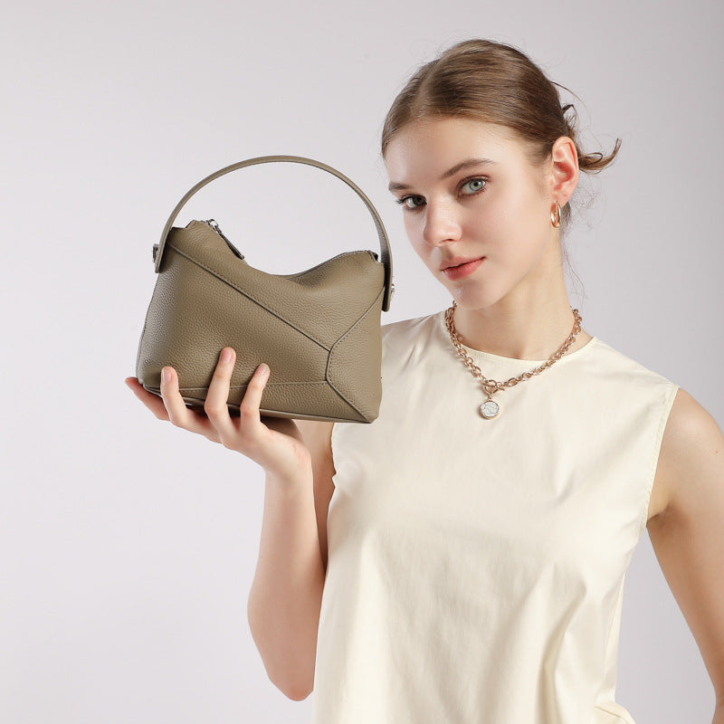 Genuine Leather Top-Handle Crossbody Bag