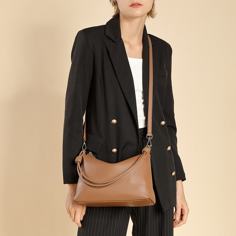 Genuine Leather Top-Handle Tote With Shoulder And Crossbody Strap