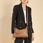 Genuine Leather Top-Handle Tote With Shoulder And Crossbody Strap