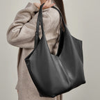 Genuine Leather Top-Handle Underarm Tote Bag