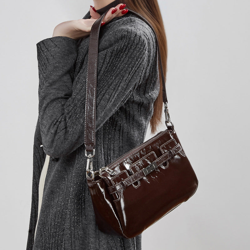 Stylish Genuine Leather Small Square Shoulder Crossbody Bag