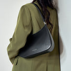 Genuine Leather Top-Handle Underarm Bag