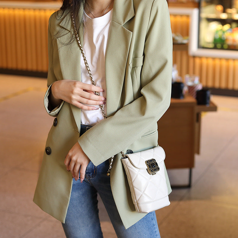 Fashionable Genuine Leather Shoulder Quilted Chain Bag