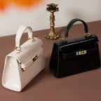 Genuine Leather Kelly Bag With Top Handles And Shoulder Strap