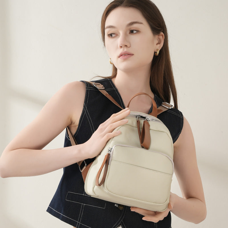 Genuine Leather Large Capacity Women's Backpack