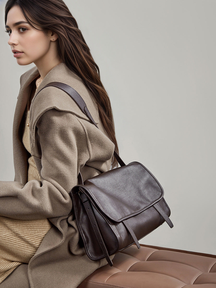 Vintage Genuine Leather Shoulder Crossbody Tote Bag