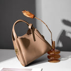 Genuine Leather Crossbody Handheld Bucket Bag