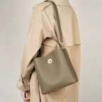 Vintage Shoulder/Crossbody Bucket Bag With Top Handles