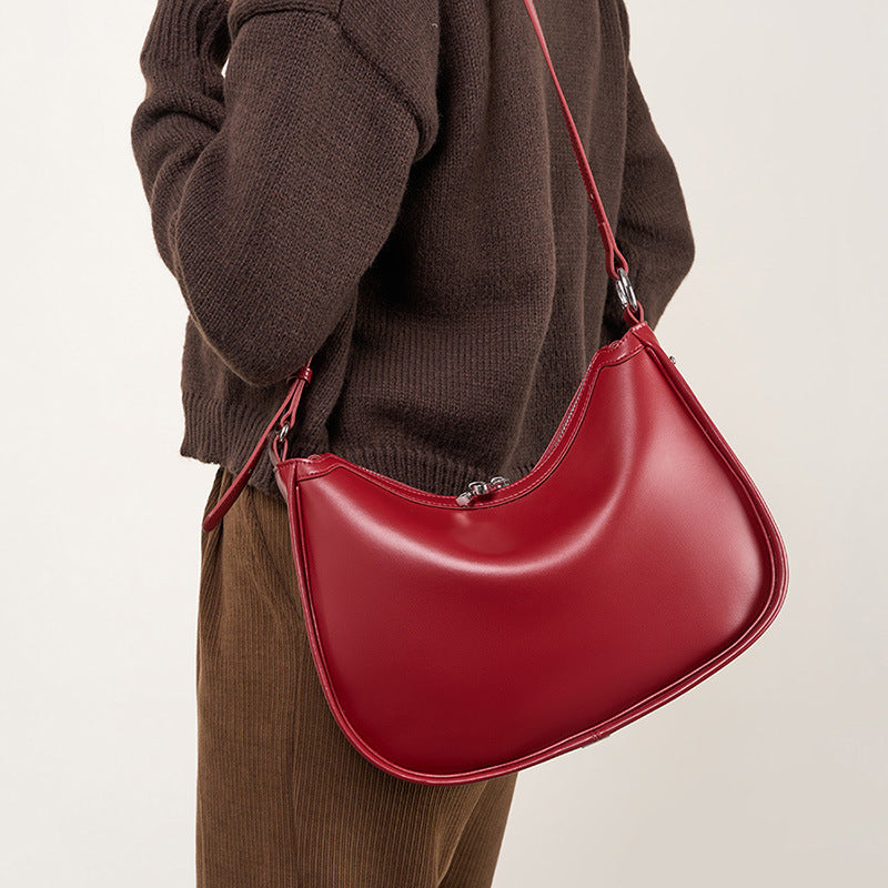 Vintage Single-Shoulder Crossbody Top-Handle Crescent Bag