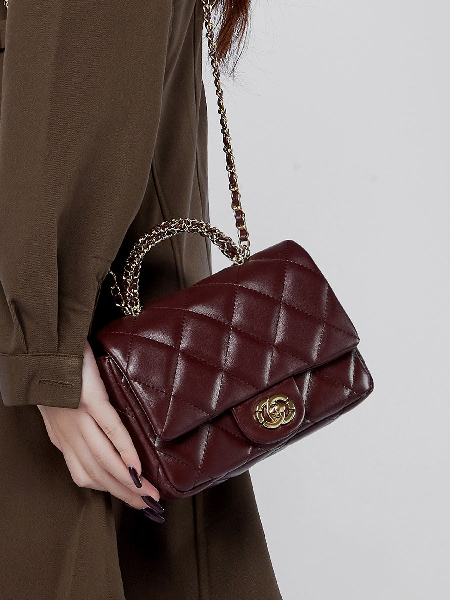 Quilted Chain Top Handle Shoulder Crossbody Bag