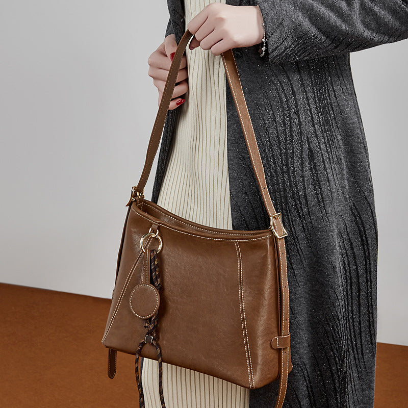 Genuine Leather Crossbody Tote Bag