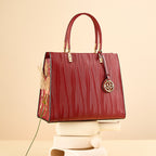 Genuine Leather Top-Handle Crossbody Tote Bag