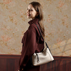 Genuine Leather Top-Handle Crossbody Tote Bag