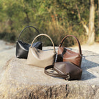 Genuine Leather Top-Handle Pillow Crossbody Bag