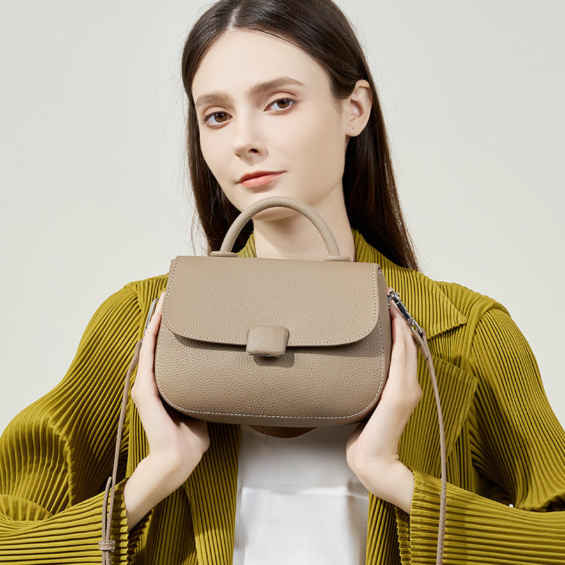 Genuine Leather Top-Handle Crossbody Bag