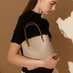 Vintage Genuine Leather Crossbody Bucket Bag With Top Handles