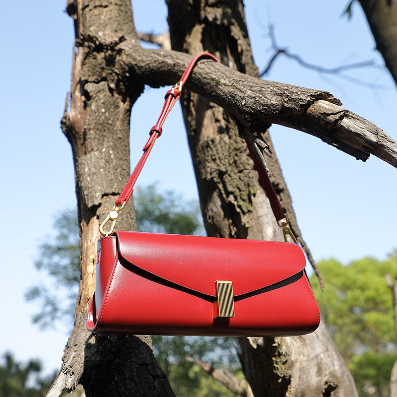 Genuine Leather Top-Handle Crossbody Small Square Bag