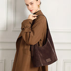 Genuine Leather Top-Handle Crossbody Tote Bag
