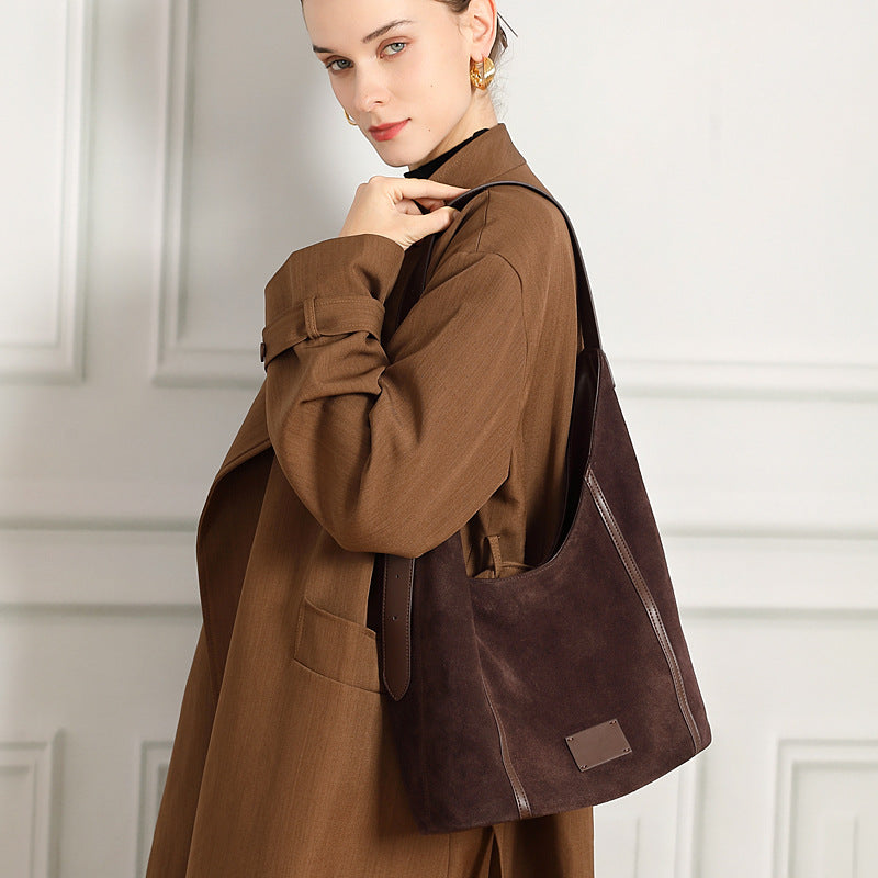 Genuine Leather Top-Handle Crossbody Tote Bag
