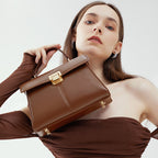 Genuine Leather Top-Handle Kelly Bag