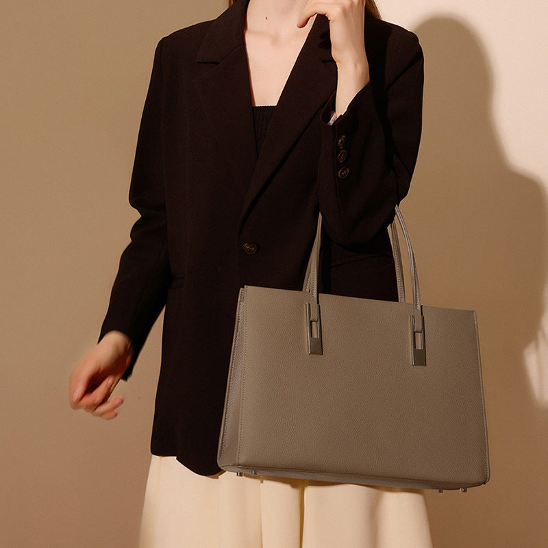 Vintage Genuine Leather Tote Bag With Top Handles