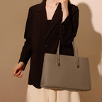 Vintage Genuine Leather Tote Bag With Top Handles