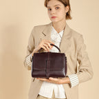Genuine Leather Top-Handle Crossbody Boston Bag