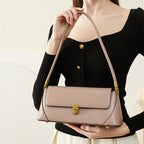 French Style Genuine Leather Shoulder Baguette Bag
