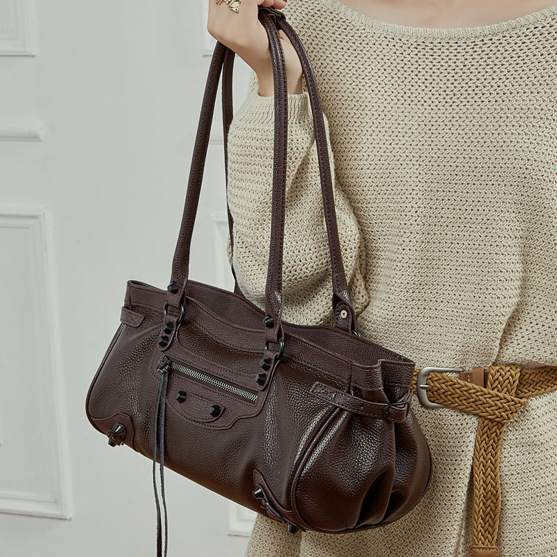 Genuine Leather Shoulder Crossbody Handbag Motorcycle Bag