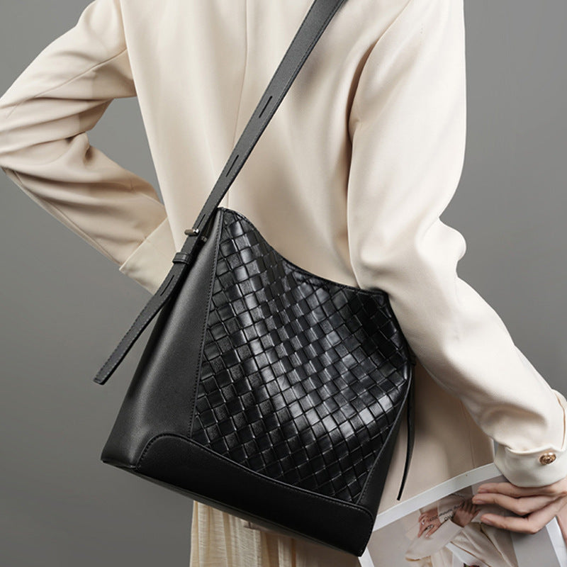 Genuine Leather Large Capacity Shoulder Handheld Tote Bag
