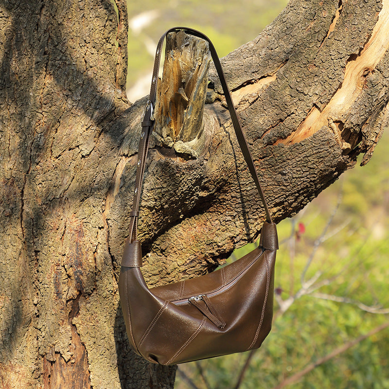 Genuine Leather Crossbody Handheld Dumpling Bag