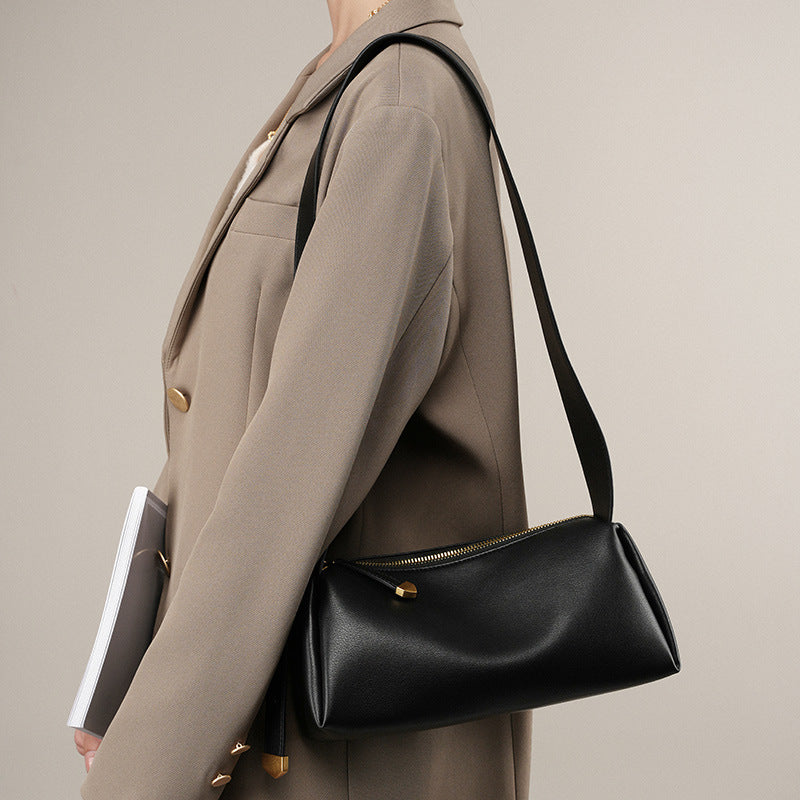 Genuine Leather Crossbody Baguette Bag