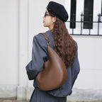 Genuine Leather Shoulder Crossbody Top Handle Crescent Bag