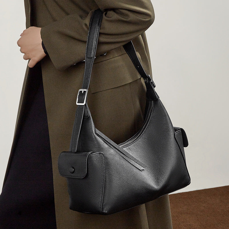 Genuine Leather Top-Handle Crossbody Tote Bag