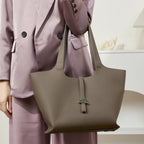Commuter Genuine Leather Tote Bag With Top Handles And Shoulder Strap
