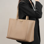 Vintage Genuine Leather Shoulder Tote Bag With Top Handles