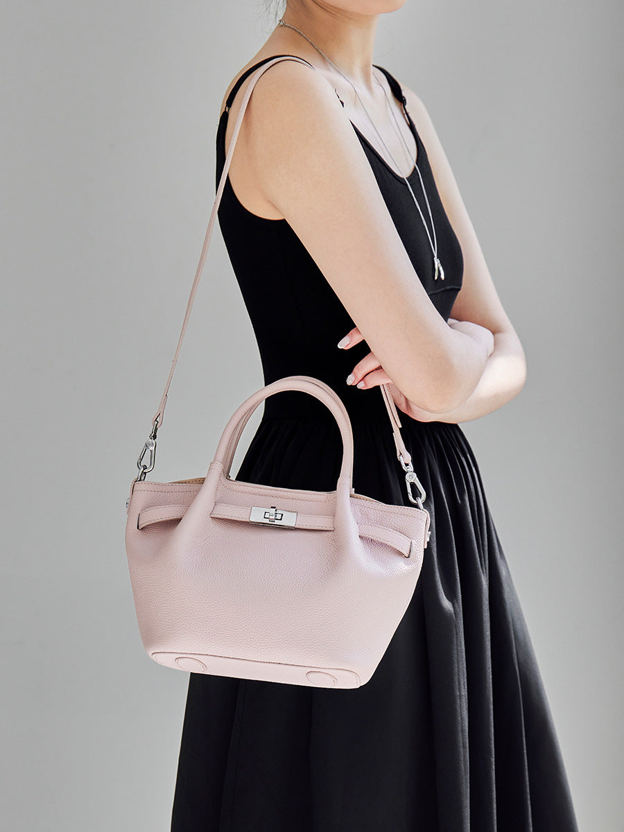 Premium Genuine Leather Crossbody Bag With Top Handle