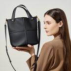Elegant Genuine Leather Shoulder Crossbody Bucket Bag