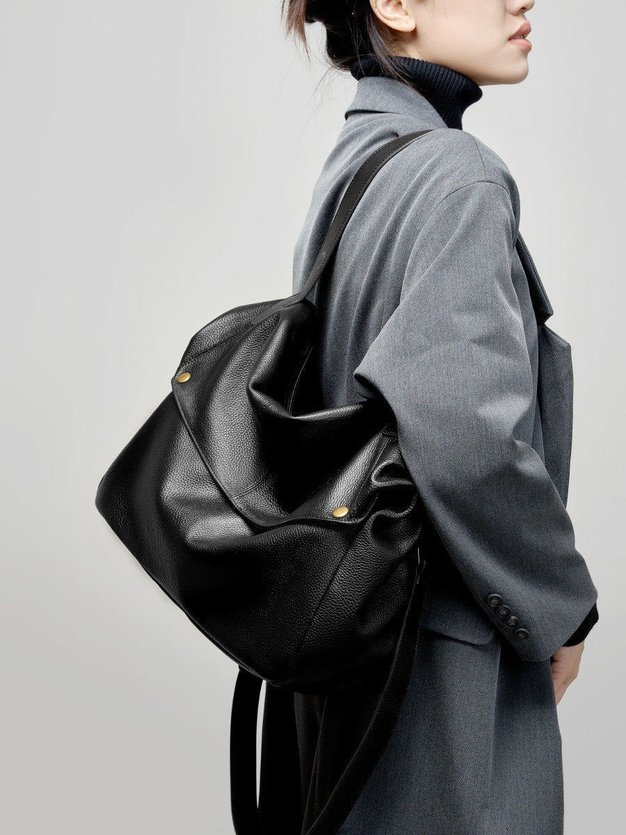 Western Style Genuine Leather Large Capacity Tote Bag