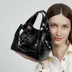 Genuine Leather Top-Handle Crossbody Tote Bag