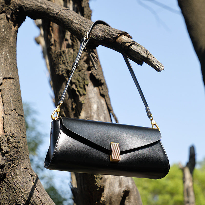 Genuine Leather Top-Handle Crossbody Small Square Bag
