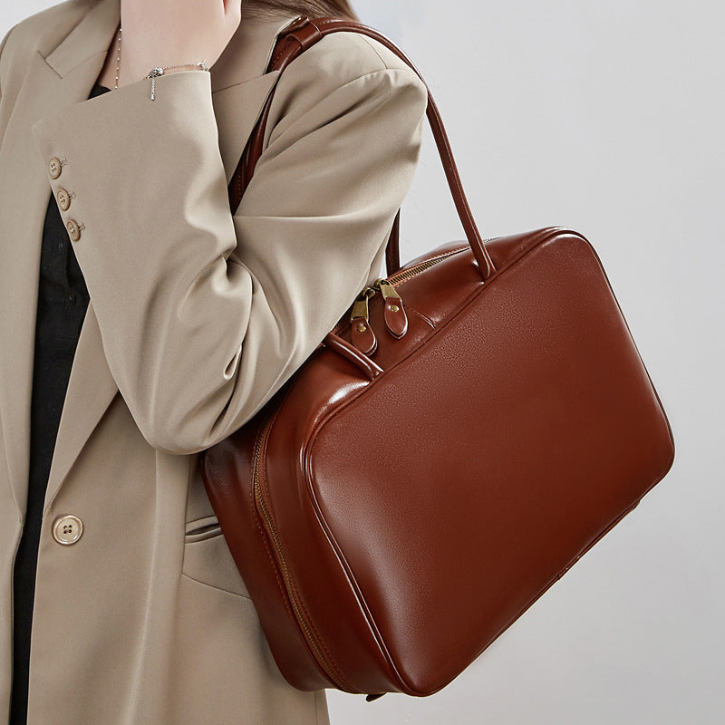 Genuine Leather Top-Handle Bowling Bag