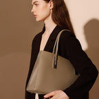 Vintage Genuine Leather Tote Bag With Top Handles