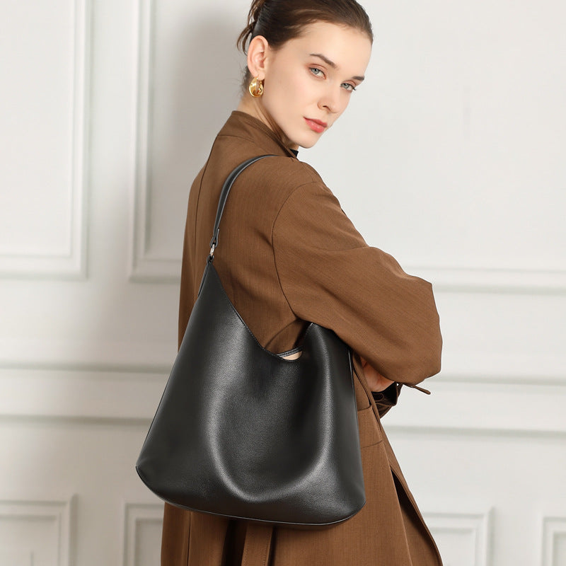 Large Capacity Genuine Leather Shoulder Crossbody Tote Bag