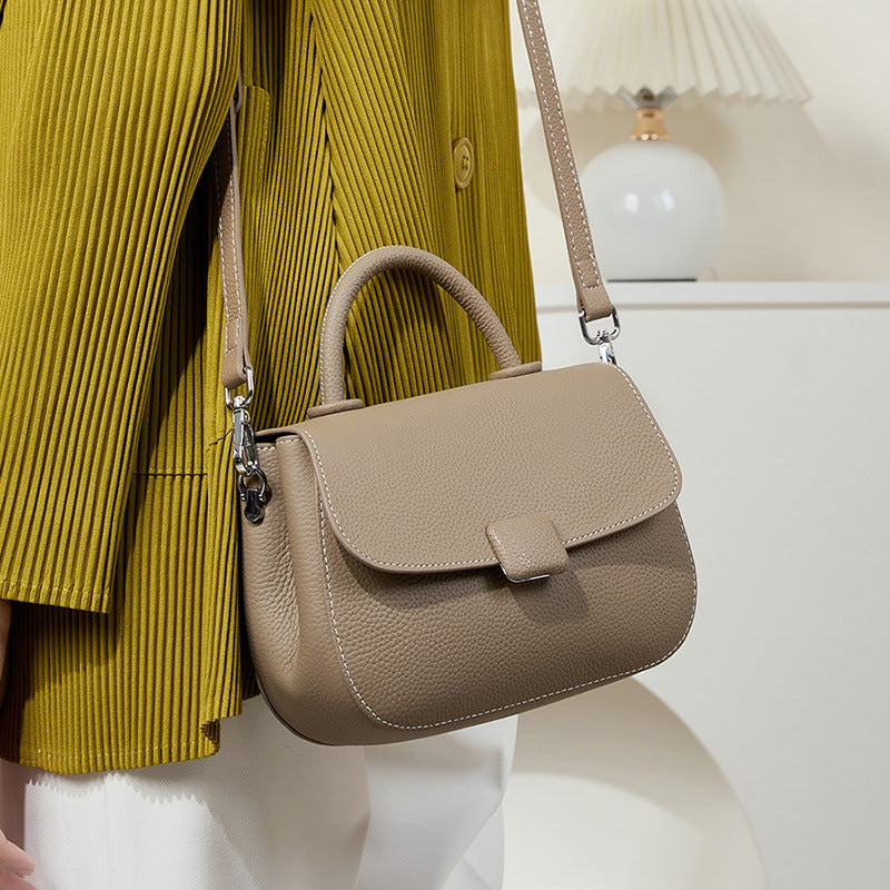 Genuine Leather Top-Handle Crossbody Bag
