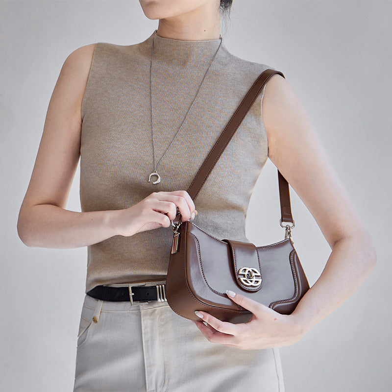 Genuine Leather Elegant Shoulder Crossbody Small Square Bag