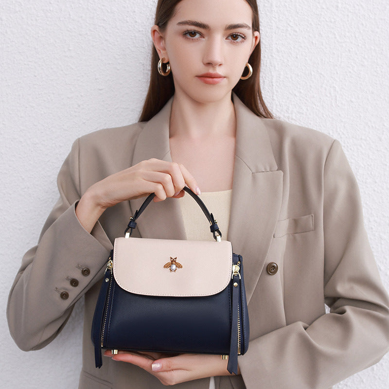 Minimalist Genuine Leather Shoulder Top Handle Crossbody Bag