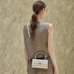 Genuine Leather Top-Handle Crossbody Small Square Bag