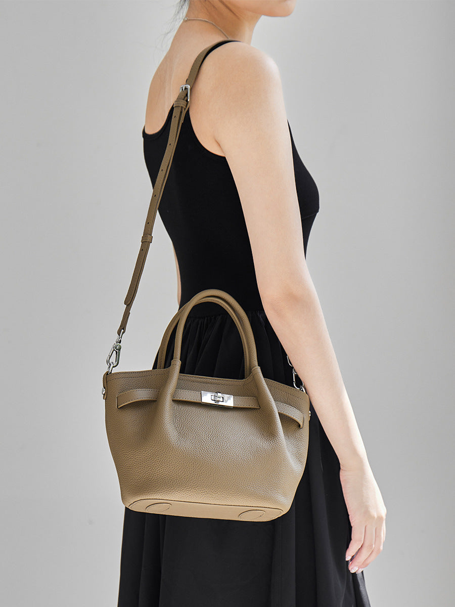 Premium Genuine Leather Crossbody Bag With Top Handle